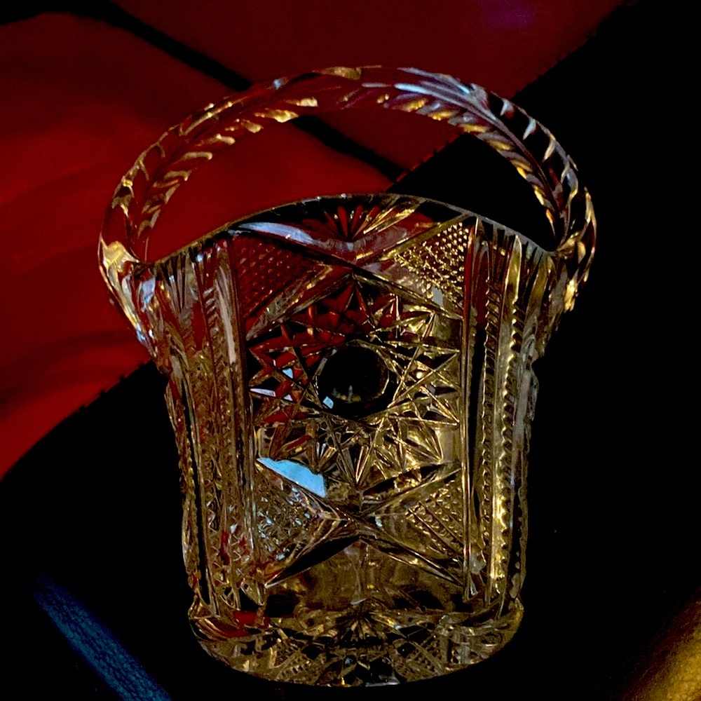 Czech Vintage Crystal Heavy Sparkling Vase in Perfect Condition